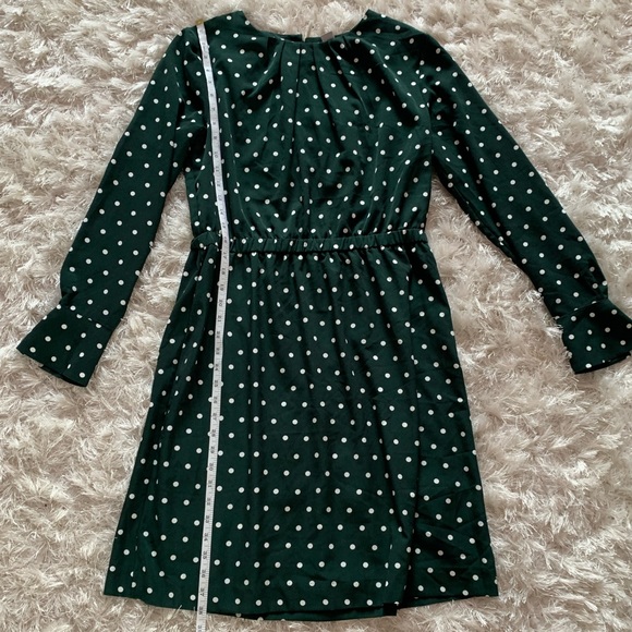 H&M hunter green polka dot long sleeve dress sz 14 - Picture 3 of 9